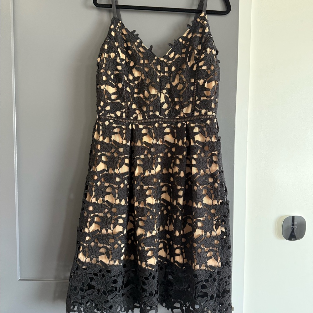 City Chic Black and Beige so Fancy Lace Midi Dress